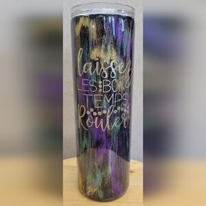 Mardi Gras 30 oz skinny tumbler